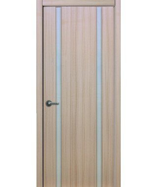 Дверь с ПВХ покрытием Стиль 2 узких ДО (Ясень, Белый триплекс)