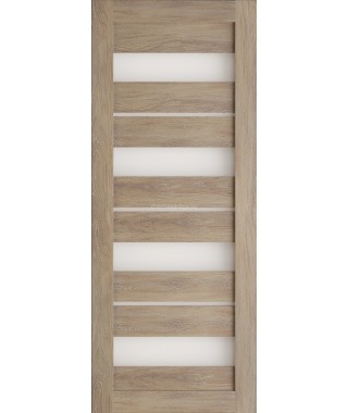 Дверь из экошпона Техно 15 Шале золотой (белое стекло)