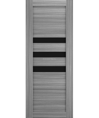 Дверь из экошпона Техно 7 Дуб пепльный (черное стекло)