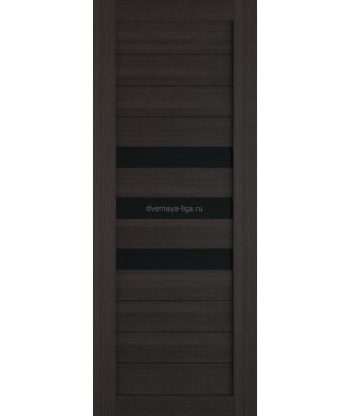 Дверь из экошпона Техно 7 Орех темный (черное стекло)